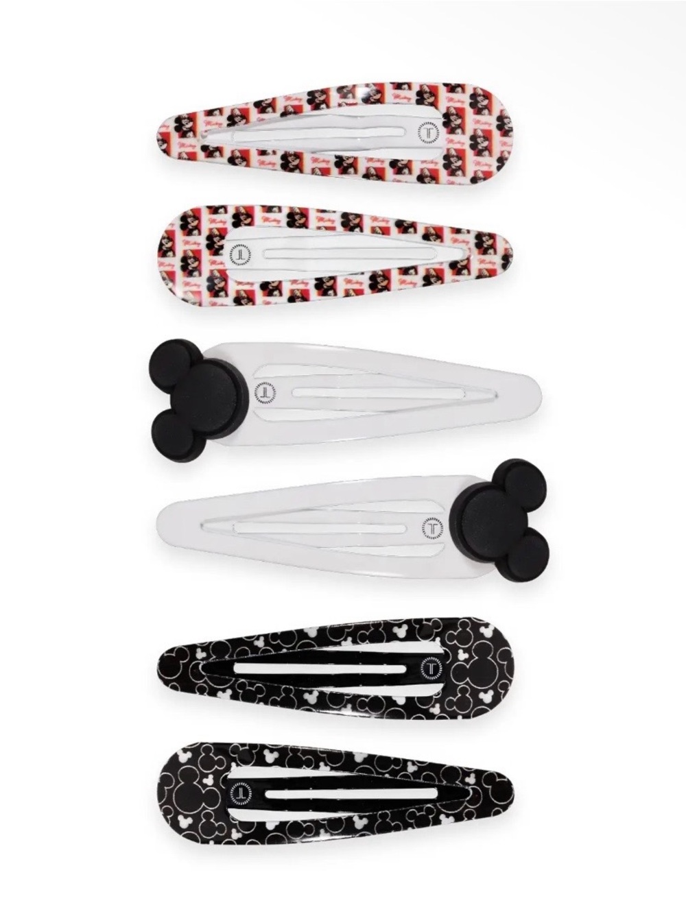 Disney Teleties Mickey Mouse Snap Clip Set - Black, White, Pink - Picture 2 of 3